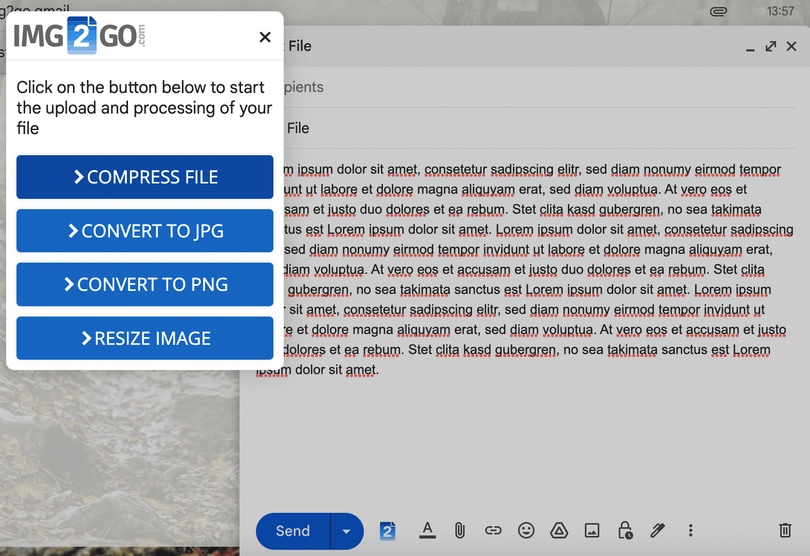 Choose a conversion option from a drop-down menu to upload and process your file.