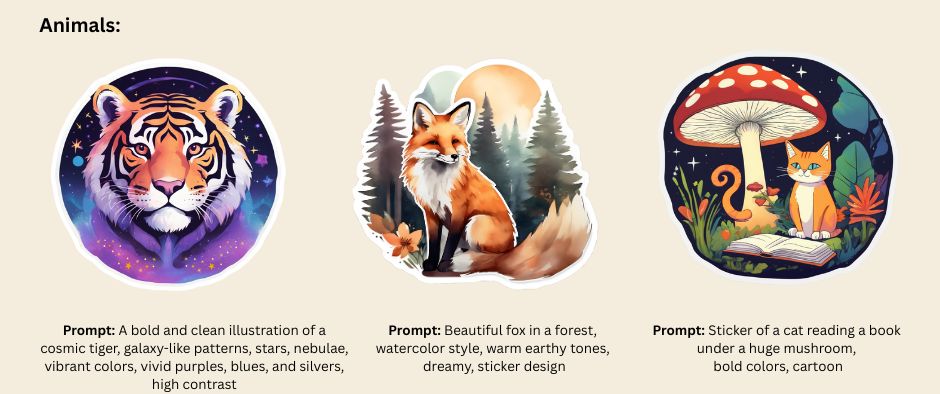 animals sticekrs using Img2Go AI Creator Studio