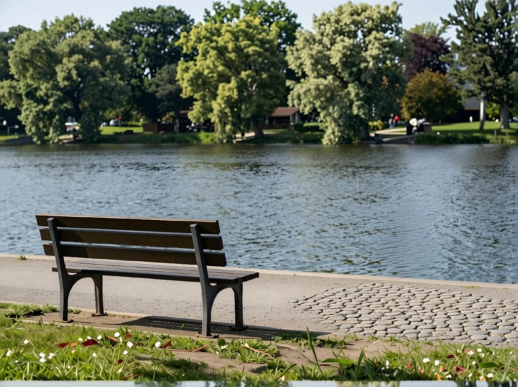 Ta sama scena w parku, ale bez hydrantu przeciwpożarowego